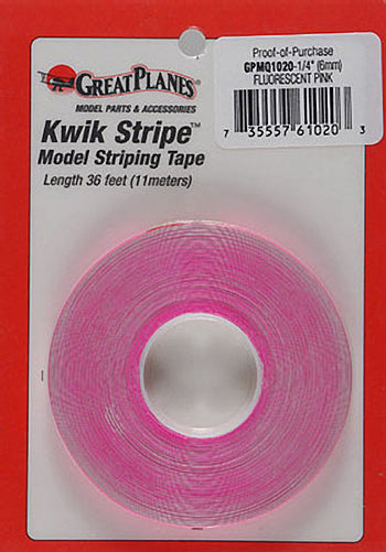 Striping Tape  Fluorescent Pink 1/4 Inch (6 mm)
