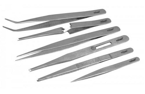 Rolson 6pc Stainless Steel Tweezers