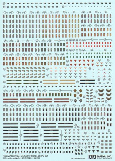 Tamiya 1/35 WWII German Military Insignia Decal Set (Africa Corps/Waffen SS) 12641