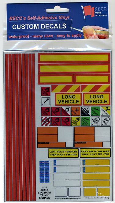 Becc Truck Signage - Reflective  Signs - 1:14 Scale