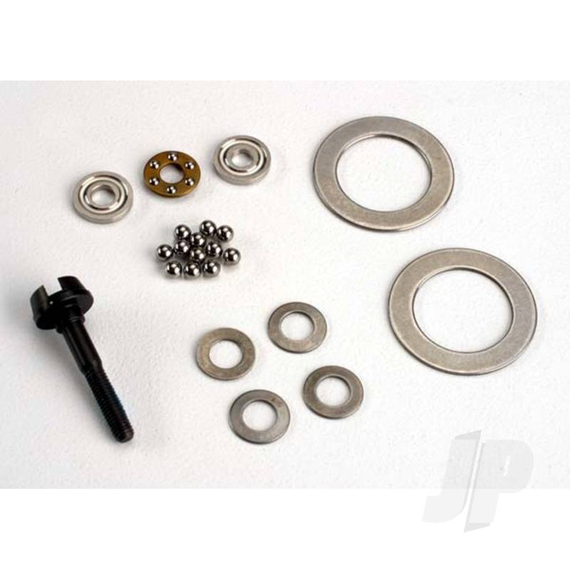 Diff rebuild kit contains: diff shaft belleville spring washers (4pcs) / diff rings (2pcs) / thrust washers (2pcs) / thrust bearing / chrome diff balls (12pcs)