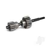 Input shaft / drive gear assembly lightweight (18 / 13-T top gear) (hard-anodized / PTFE-coated 7075 T6 aluminium gears)