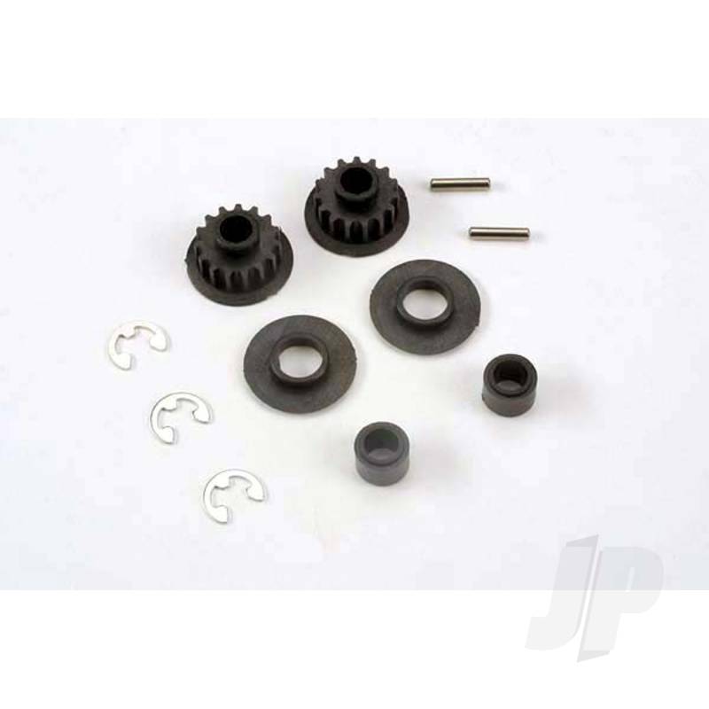 Pulley 15-groove (2pcs) / axle pins (2pcs) / top shaft spacers (2pcs) (plastic)