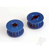 Pulleys 15-groove (front & rear) (blue-anodized light-weight aluminium) (2pcs) / flanges (2pcs)