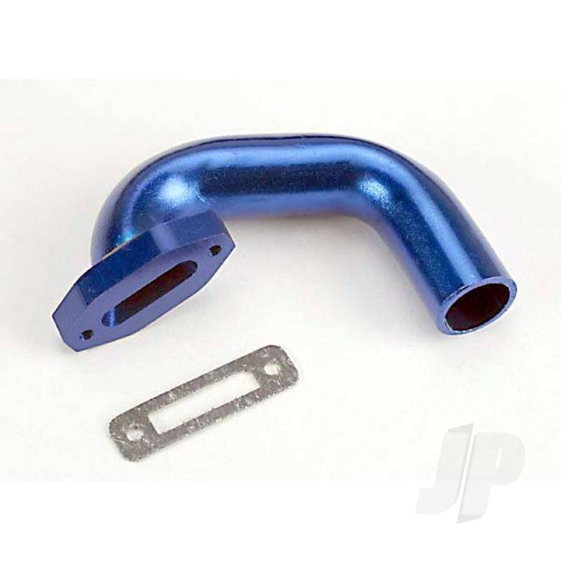 Exhaust header Perfect fit for N. 4-Tec N. Rustler / Sport (blue-anodized aluminium) / header gasket (for side exhaust engines only)