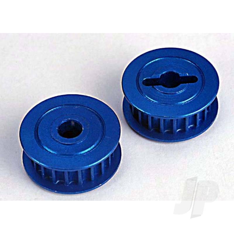 Pulleys 20-groove (middle) (blue-anodized light-weight aluminium) (2pcs) / flanges (2pcs)