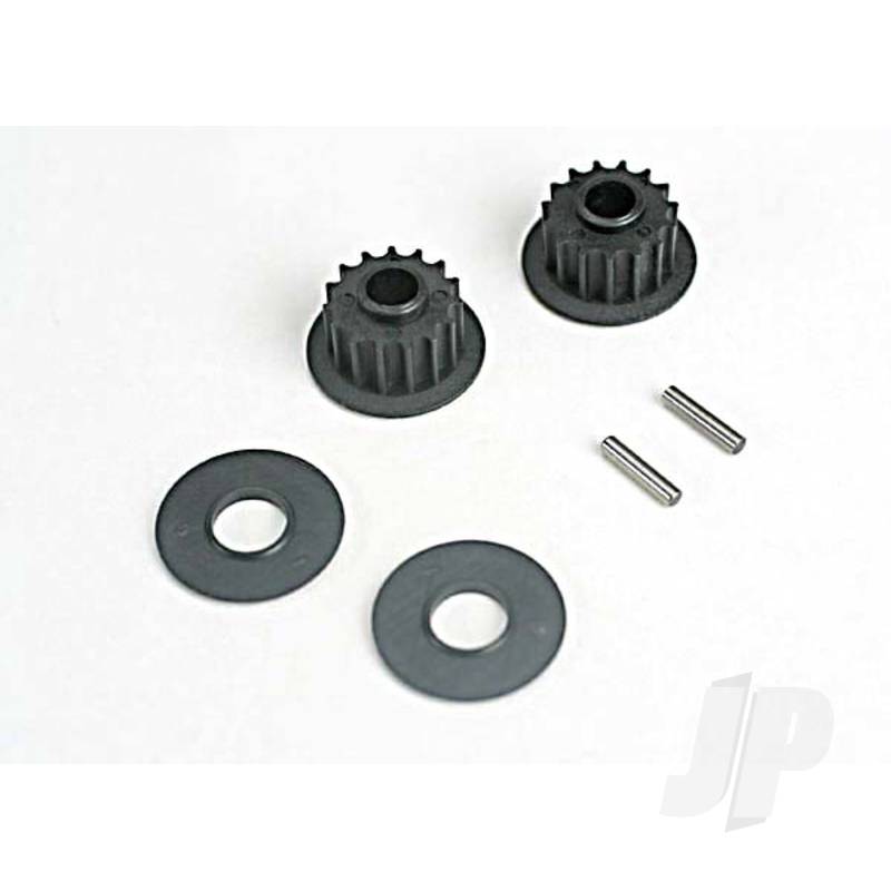 Pulleys 15-groove (front & rear) (2pcs) / flanges (2pcs) / axle pins (2pcs)