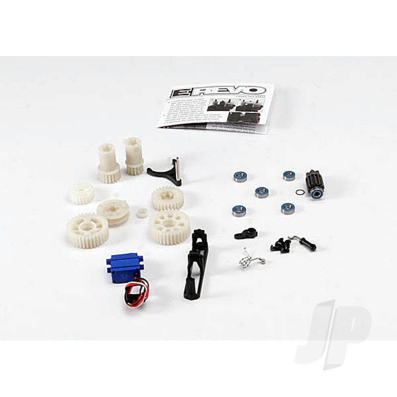 Two speed conversion kit (E-Revo) (includes wide and close ratio first gear sets sub-micro servo and linkage) (Requires 3 channel transmitter)