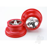 Wheels SCT chrome red beadlock style dual profile (2.2in outer 3.0in inner) (4WD front & rear 2WD rear only) (2pcs)