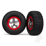 Tyres & Wheels assembled glued (SCT chrome red beadlock style wheels BFGoodrich Mud-Terrain T / A KM2 Tyres foam inserts) (2pcs) (2WD front)