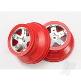 Wheels SCT satin chrome red beadlock style dual profile (2.2in outer 3.0in inner) (4WD front & rear 2WD rear only) (2pcs)