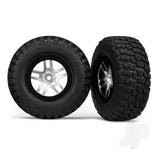 Tyres & Wheels assembled glued (SCT Split-Spoke satin chrome black beadlock wheels BFGoodrich Mud-Terrain T / A KM2 Tyres foam inserts) (2pcs) (2WD front)