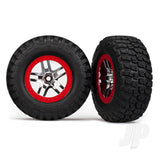 Tyres & Wheels assembled glued (SCT Split-Spoke chrome red beadlock style wheels BFGoodrich Mud-Terrain T / A KM2 Tyres foam inserts) (2pcs) (2WD front)