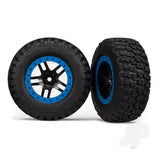 Tyre & Wheel Assembly glued (SCT Split-Spoke black blue beadlock wheels BFGoodrich Mud-Terrain T / A KM2 Tyre inserts) (2pcs) (4WD front & rear 2WD rear)