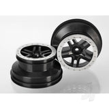 Wheels SCT Split-Spoke black satin chrome beadlock style dual profile (2.2in outer 3.0in inner) (2WD front) (2pcs)