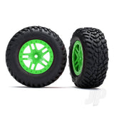 Tyres & Wheels assembled glued (SCT Split-Spoke green wheels SCT off-road racing Tyres foam inserts) (2pcs) (4WD front & rear 2WD rear) (TSM rated)