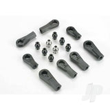 Plastic rod ends (8pcs) (1 / 6 and 1 / 5 scale) / hollow ball connectors (8pcs) (6-black 2-silver)