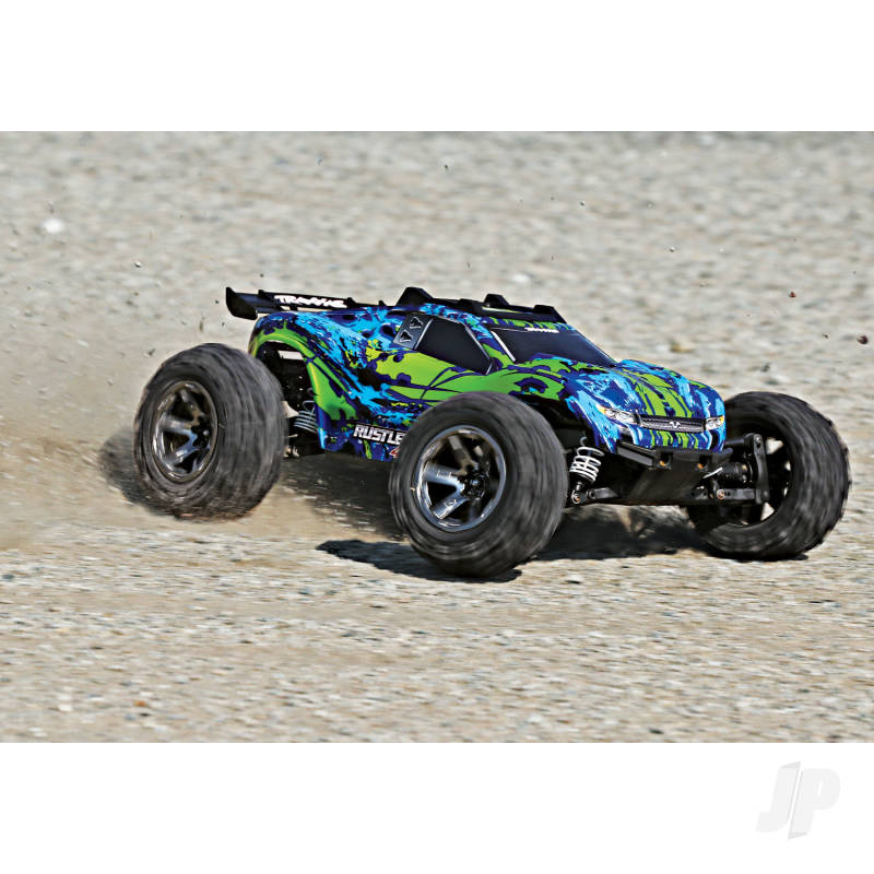 Traxxas Green Rustler 4X4 VXL 1:10 4WD RTR Brushless Electric Stadium Truck (+ TQi 2-ch/ TSM/ VXL-3s/ Velineon 3500Kv)