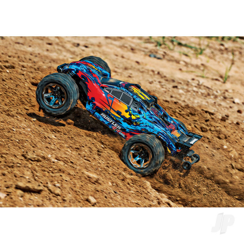 Traxxas Red Rustler 4X4 VXL 1:10 4WD RTR Brushless Electric Stadium Truck (+ TQi 2-ch/ TSM/ VXL-3s/ Velineon 3500Kv)