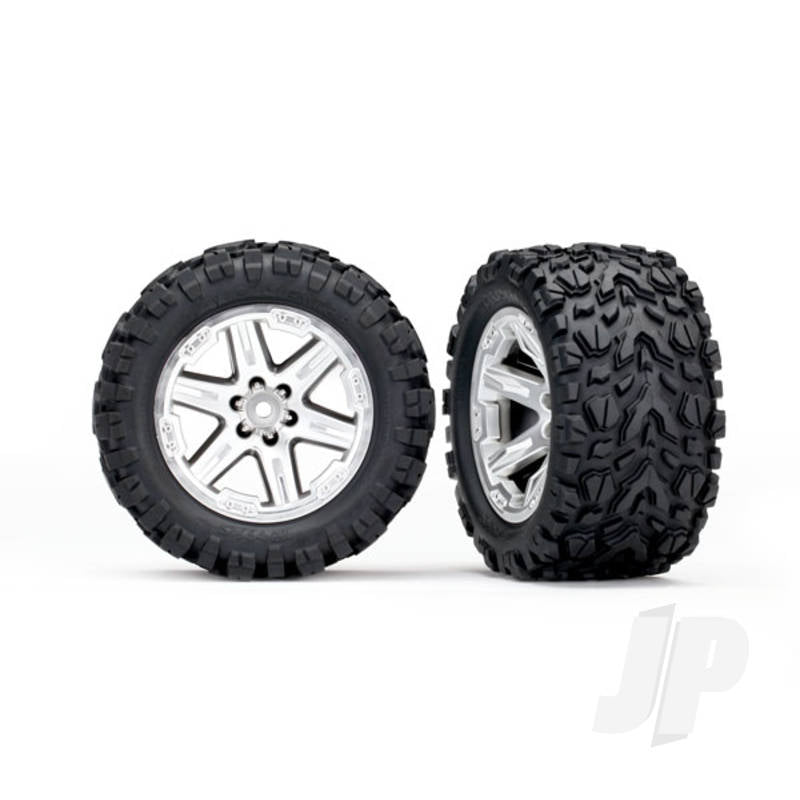 Tyres & Wheels assembled glued (2.8in) (RXT satin chrome wheels Talon Extreme Tyres foam inserts) (4WD electric front & rear 2WD electric front only) (2pcs) (TSM rated)