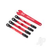 Toe links aluminium (red-anodized) (4pcs) (assembled with rod ends and threaded inserts)