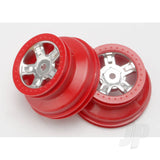 Wheels SCT satin chrome red beadlock style dual profile (1.8in inner 1.4in outer) (2pcs)