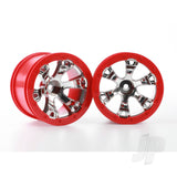 Wheels Geode 2.2in (chrome red beadlock style) (12mm hex) (2pcs)