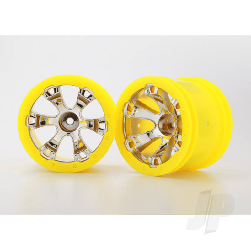 Wheels Geode 2.2in (chrome yellow beadlock style) (12mm hex) (2pcs)