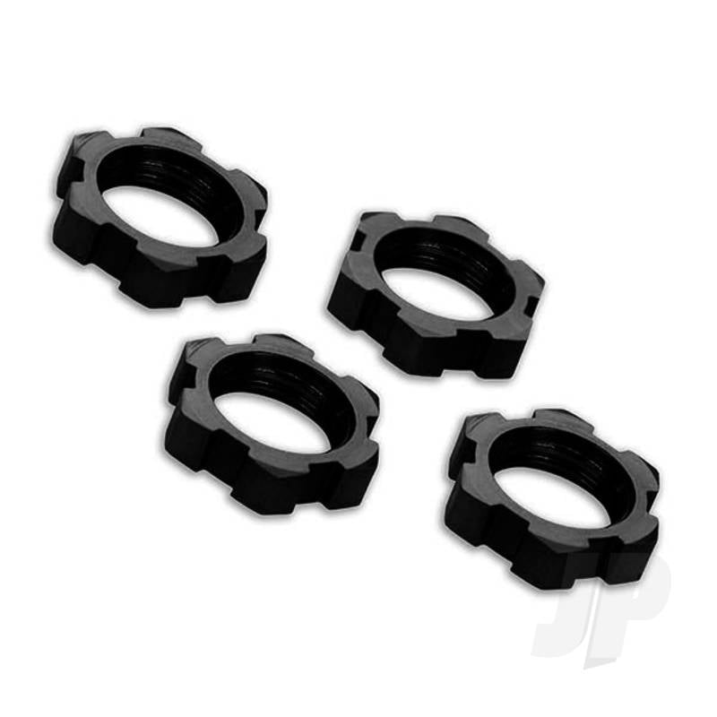 Wheel nuts splined 17mm serrated (black-anodized) (4pcs)