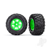 Tyres & Wheels assembled glued (X-Maxx green wheels Maxx AT Tyres foam inserts) (left & right) (2pcs)