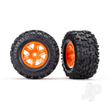 Tyres & Wheels assembled glued (X-Maxx orange wheels Maxx AT Tyres foam inserts) (left & right) (2pcs)