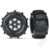 Tyres & Wheels assembled glued (X-Maxx black wheels paddle Tyres foam inserts) (left & right) (2pcs)