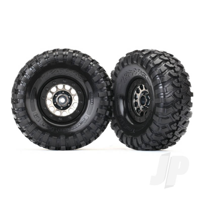 Tyres & Wheels assembled (Method 105 black chrome beadlock wheels Canyon Trail 1.9in Tyres foam inserts) (1 left 1 right)