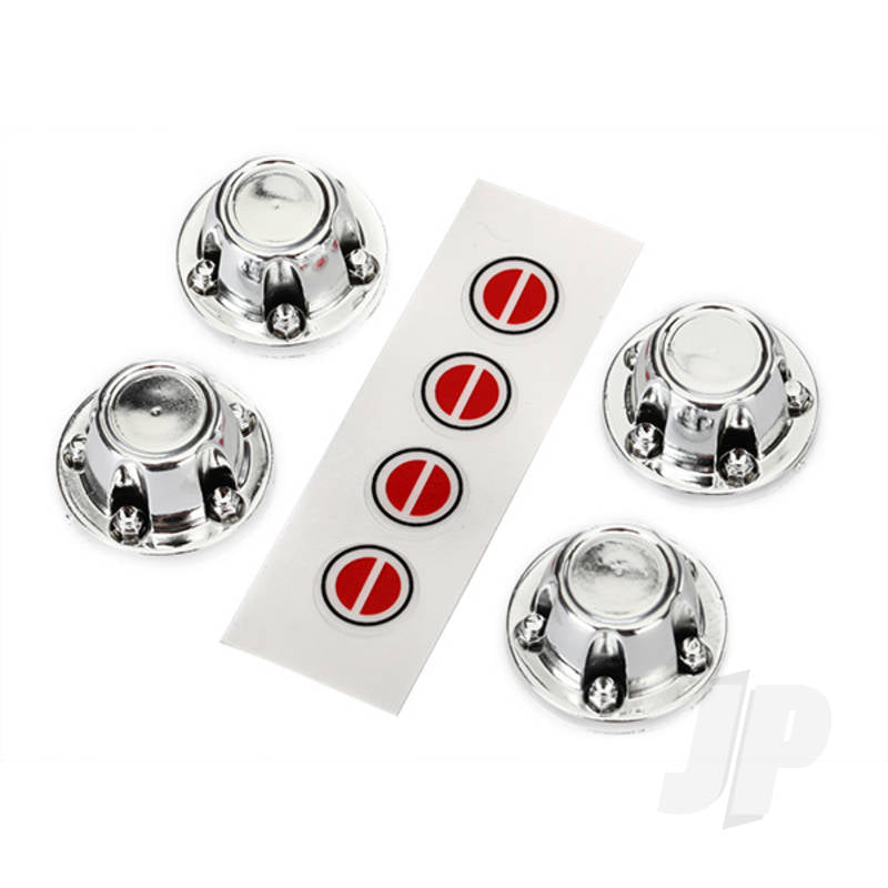 Center caps wheel (chrome) (4pcs) / decal sheet (requires #8255A extended stub axle)