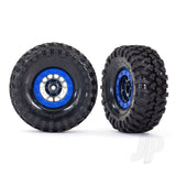 Tyres and wheels assembled glued (Method 105 1.9 black chrome blue beadlock style wheels Canyon Trail 4.6x1.9 Tyres foam inserts) (1 left 1 right)