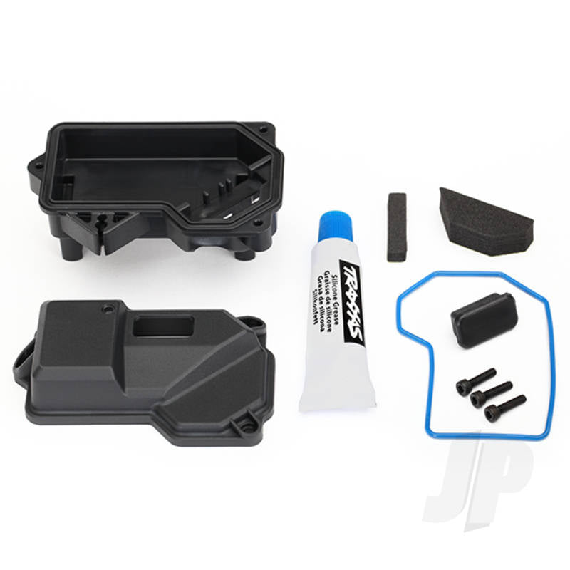 Box receiver (sealed) (steering servo mount) / receiver cover / access plug / foam pads / silicone grease / 2.5x10 CS (3pcs)