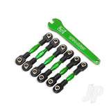 Turnbuckles aluminium (green-anodized) camber links 32mm (front) (2pcs) / camber links 28mm (rear) (2pcs) / toe links 34mm (2pcs) / aluminium wrench