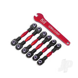 Turnbuckles aluminium (red-anodized) camber links 32mm (front) (2pcs) / camber links 28mm (rear) (2pcs) / toe links 34mm (2pcs) / aluminium wrench