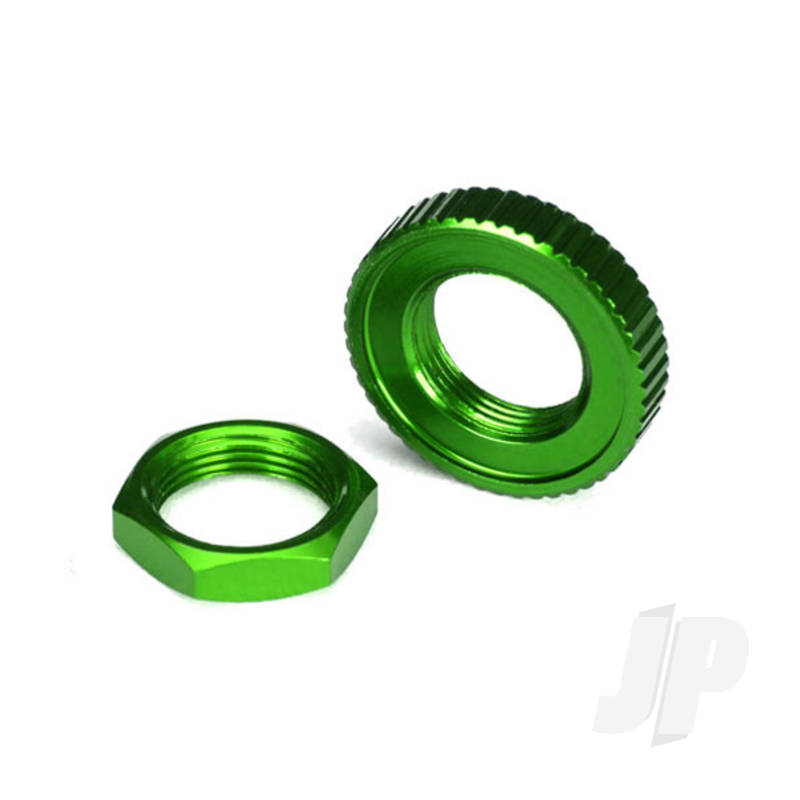 Servo saver nuts aluminium green-anodized (hex (1pc) serrated (1pc))