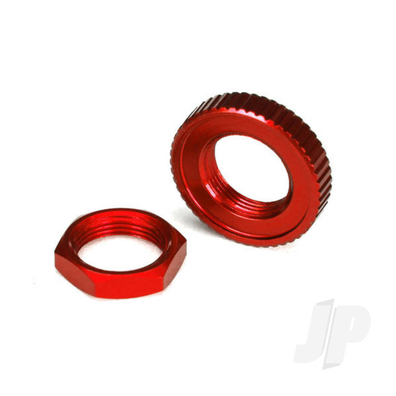 Servo saver nuts aluminium red-anodized (hex (1pc) serrated (1pc))