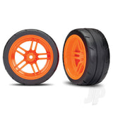 Tyres & Wheels assembled glued (split-spoke orange wheels 1.9in Response Tyres) (extra wide rear) (2pcs) (VXL rated)