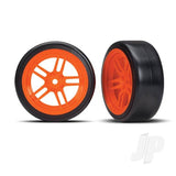 Tyres & Wheels assembled glued (split-spoke orange wheels 1.9in Drift Tyres) (front)