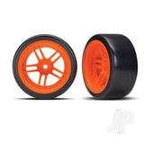 Tyres & Wheels assembled glued (split-spoke orange wheels 1.9in Drift Tyres) (rear)