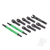 Toe links E-Revo VXL (Tubes green-anodized 7075-T6 aluminium stronger than titanium) (144mm) (2pcs) / rod ends assembled with steel hollow balls (8pcs) / aluminium wrench 10mm (1pc)