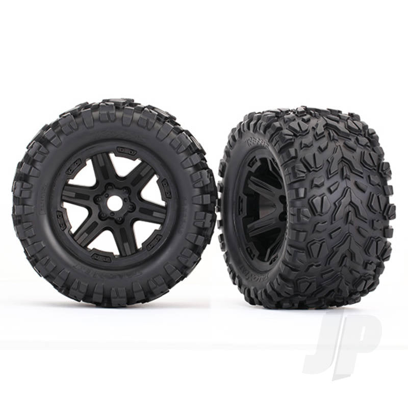 Tyres & Wheels assembled glued (black wheels Talon EXT Tyres foam inserts) (2pcs) (17mm splined) (TSM rated)