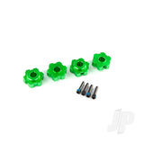 Wheel hubs hex aluminium (green-anodized) (4pcs) / 4x13mm screw pins (4pcs)