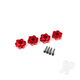 Wheel hubs hex aluminium (red-anodized) (4pcs) / 4x13mm screw pins (4pcs)