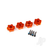 Wheel hubs hex aluminium (orange-anodized) (4pcs) / 4x13mm screw pins (4pcs)