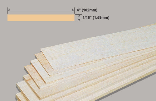 Balsa Sht 1/16x4x36 Inch/1.59x102x914mm