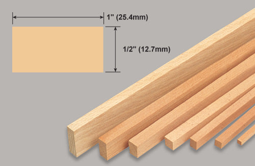 Balsa Strip 1/2x1x36 Inch / 12.7x25.4